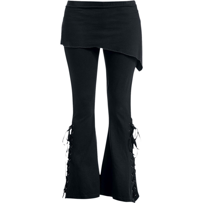 Spiral 'Plain' (Black) Womens Fitted Boot Cut Leggings with Micro Skirt