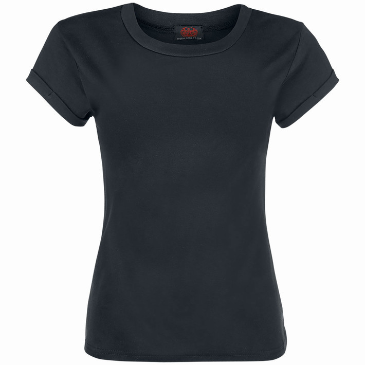 Spiral 'Plain' (Black) Kids Girls Boat Neck T-Shirt