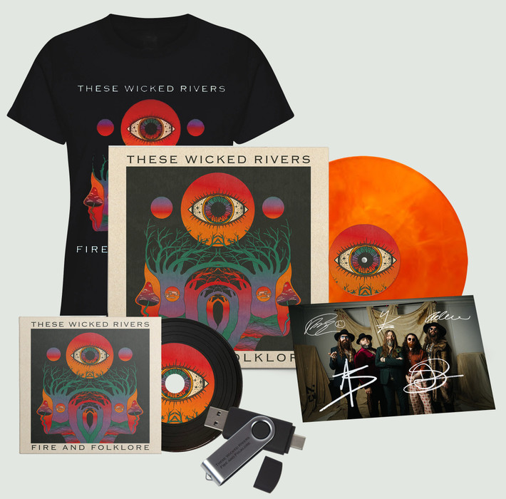 PRE-ORDER - These Wicked Rivers 'Fire And Folklore' LP Fire Vinyl, USB, CD & Womens Fitted T-Shirt Bundle + Exclusive Signed Photo Card - RELEASE DATE 2nd October 2026