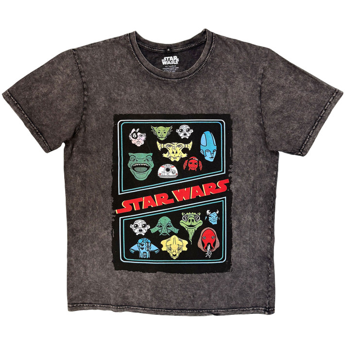 Star Wars 'Alien Heads' (Charcoal Grey Stone Wash) Limited Edition T-Shirt
