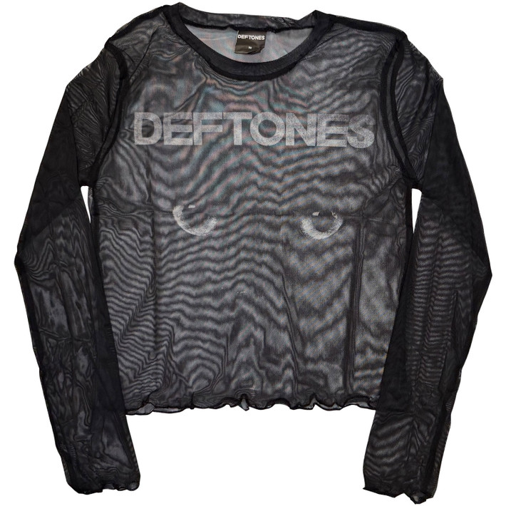 Deftones 'Sphynx' (Black) Womens Fitted Long Sleeve Mesh Crop Top