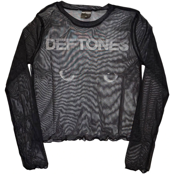 Deftones 'Sphynx' (Black) Womens Fitted Long Sleeve Mesh Crop Top