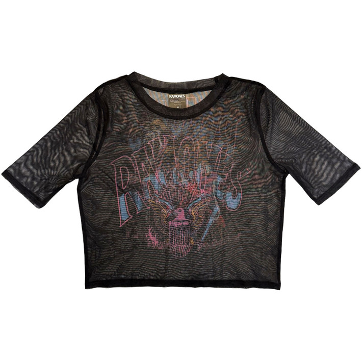 Ramones 'Graffiti Illustration' (Black) Womens Fitted Mesh Crop Top