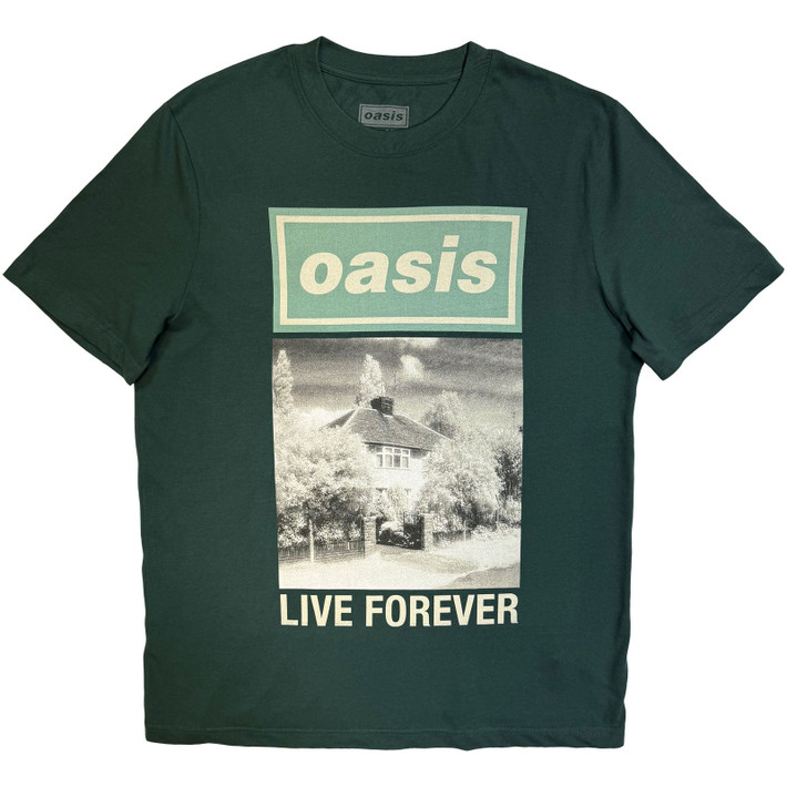 Oasis 'Live Forever Single Cover' (Forest Green) Ex-Tour T-Shirt