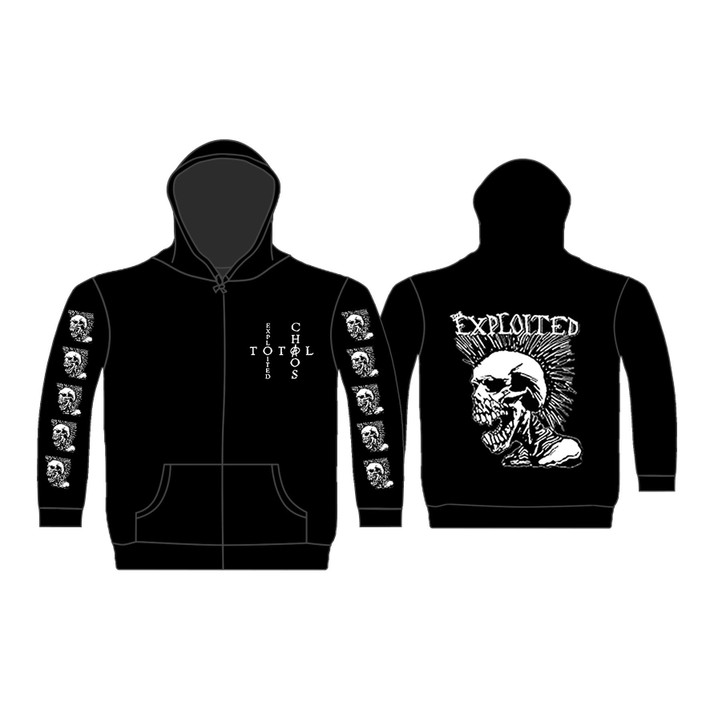 The Exploited 'Mohican Skull' (Black) Zip Up Hoodie