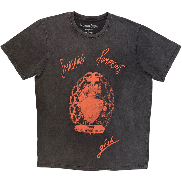 The Smashing Pumpkins 'Sacred Heart' (Charcoal Grey) Stone Wash Limited Edition T-Shirt