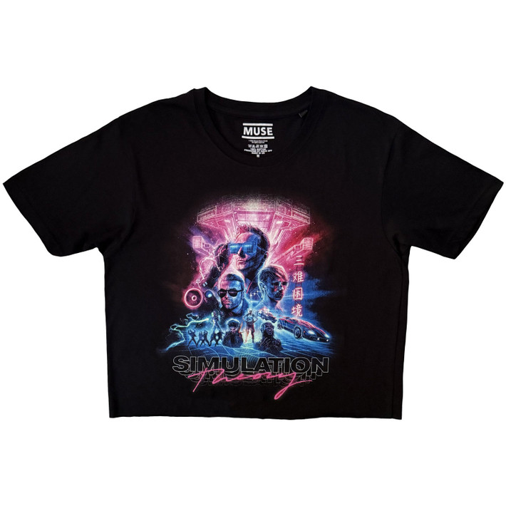 Muse 'Simulation Theory' (Black) Womens Fitted Crop Top
