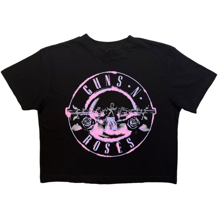 Guns N' Roses 'Pink Bullet' (Black) Womens Fitted Crop Top