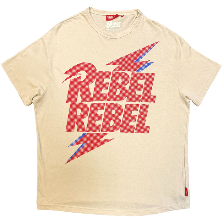 David Bowie 'Rebel Rebel Lightning Bolt' (Natural) Womens Fitted Unplugged T-Shirt