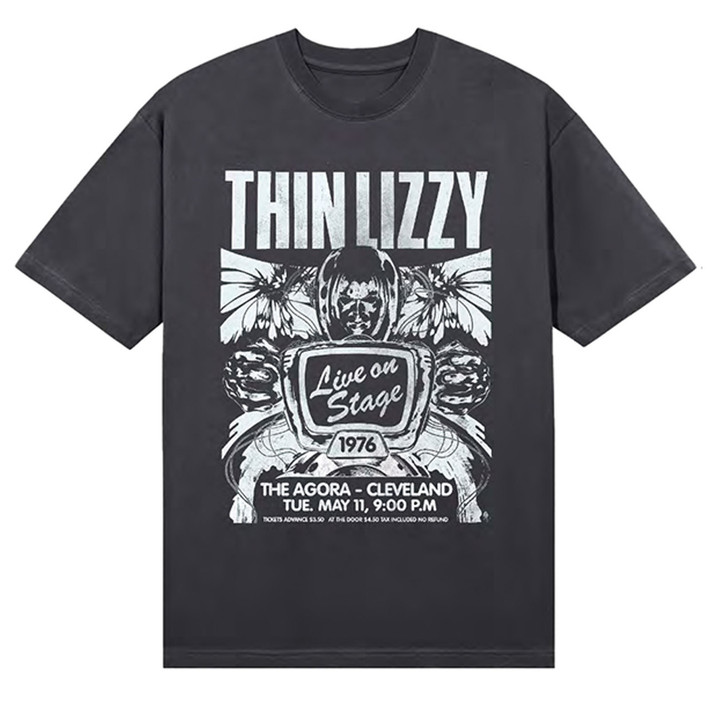 Thin Lizzy 'Cleveland '76 Ticket' (Black) T-Shirt