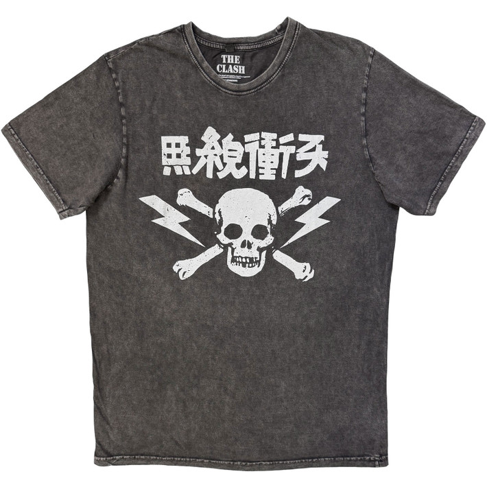 The Clash 'Japan Text' (Charcoal Grey) Stone Wash Limited Edition T-Shirt