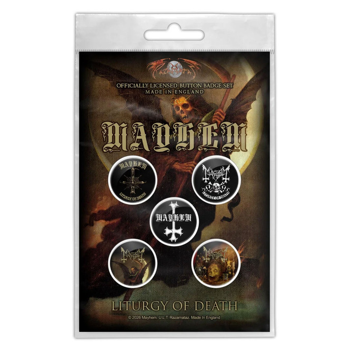 Mayhem 'Liturgy Of Death' Button Badge Pack