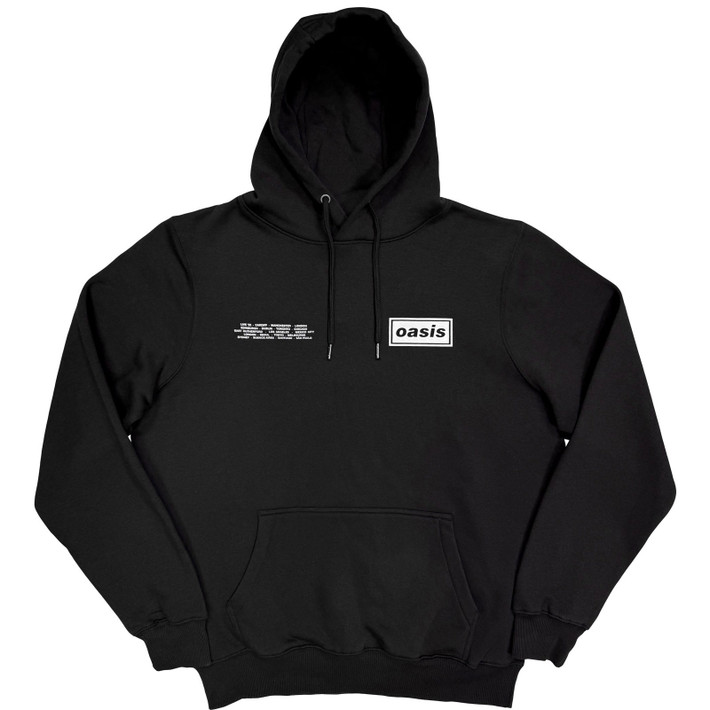 Oasis 'Global Cities Logo' (Black) Ex-Tour Pull Over Hoodie