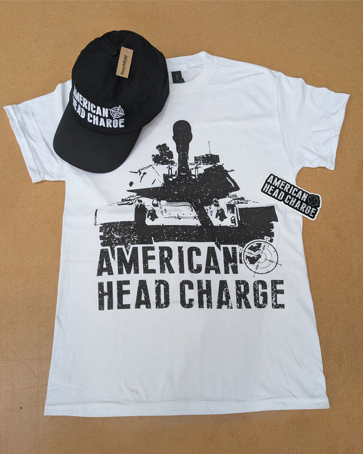 American Head Charge 'Tank' T-Shirt Cap & Sticker Bundle