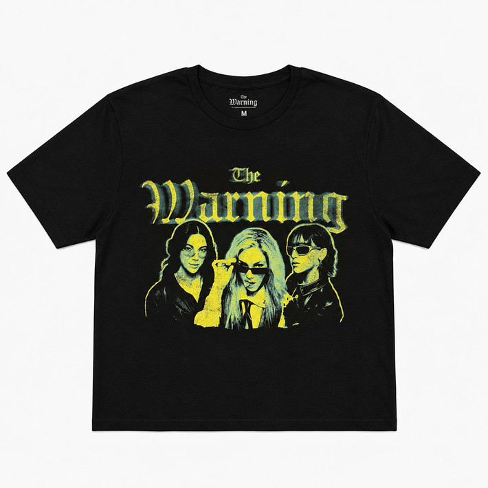 The Warning 'Group' (Black) Womens Fitted Crop Top