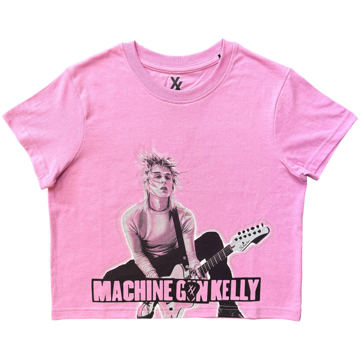 Machine Gun Kelly 'Guitar' (Pink) Womens Fitted Crop Top