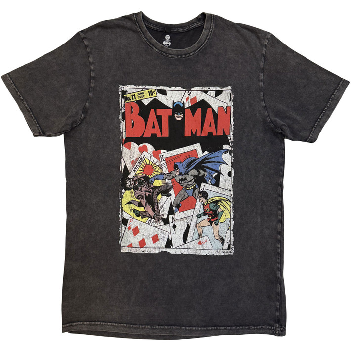 Batman 'Playing Cards' (Charcoal Grey) Stone Wash Limited Edition T-Shirt