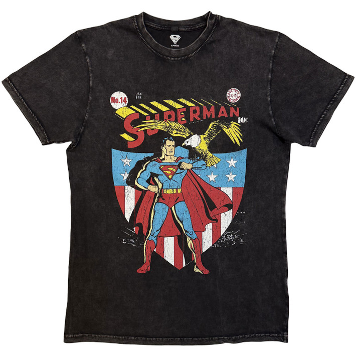 Superman 'Eagle Shield' (Black) Stone Wash Limited Edition T-Shirt