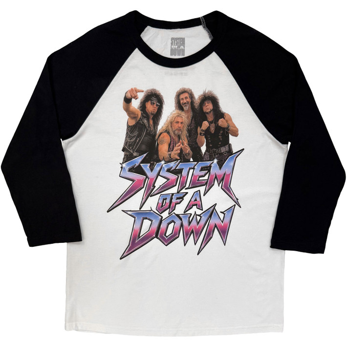 System of a Down 'Hair Metal Tour '26' (Black & White) Ex-Tour Raglan T-Shirt