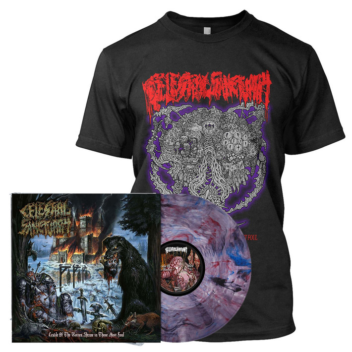 Celestial Sanctuary 'Cradle of The Rotten, Shrine To Those Most Foul' LP Wild Berry Marbled Vinyl & T-Shirt Bundle