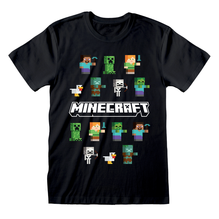 Minecraft 'Multi Character' (Black) Kids T-Shirt