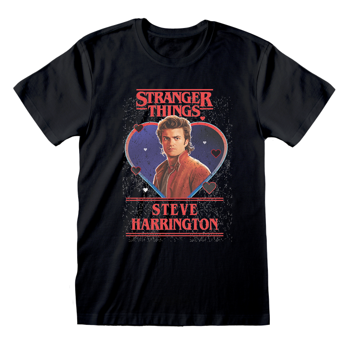 Stranger Things 'Steve Love' (Black) T-Shirt