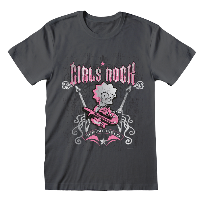 The Simpsons 'Girls Rock' (Charcoal) T-Shirt