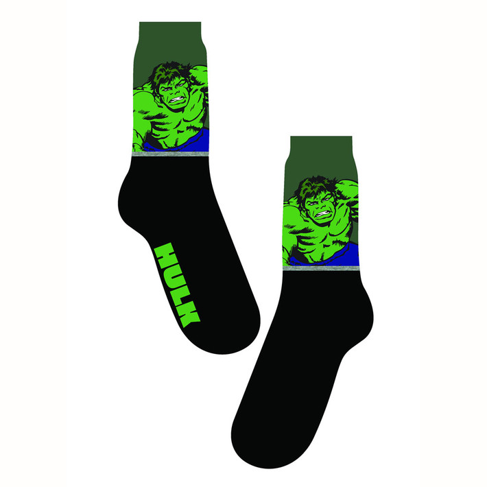 Marvel Hulk 'Hulk' (Black) Socks (One Size = UK 7-11)