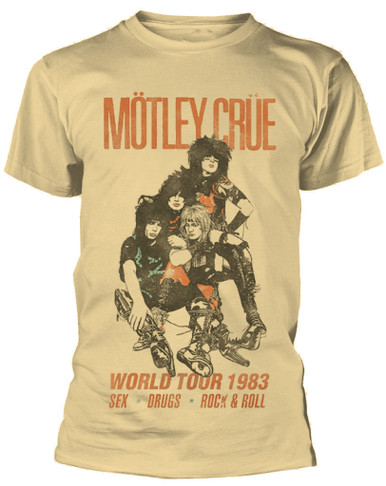 Motley Crue 'Sex Drugs Rock & Roll 83 Tour' (Sand) T-Shirt