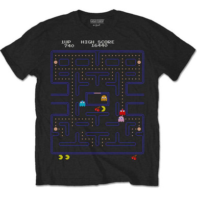 Pacman 'Game Screen' (Black) T-Shirt
