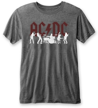 AC/DC 'Silhouettes' (Grey) Burnout T-Shirt