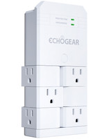 White On-Wall Surge Protector With 6 Pivoting Outlets - ECHO-ASW61