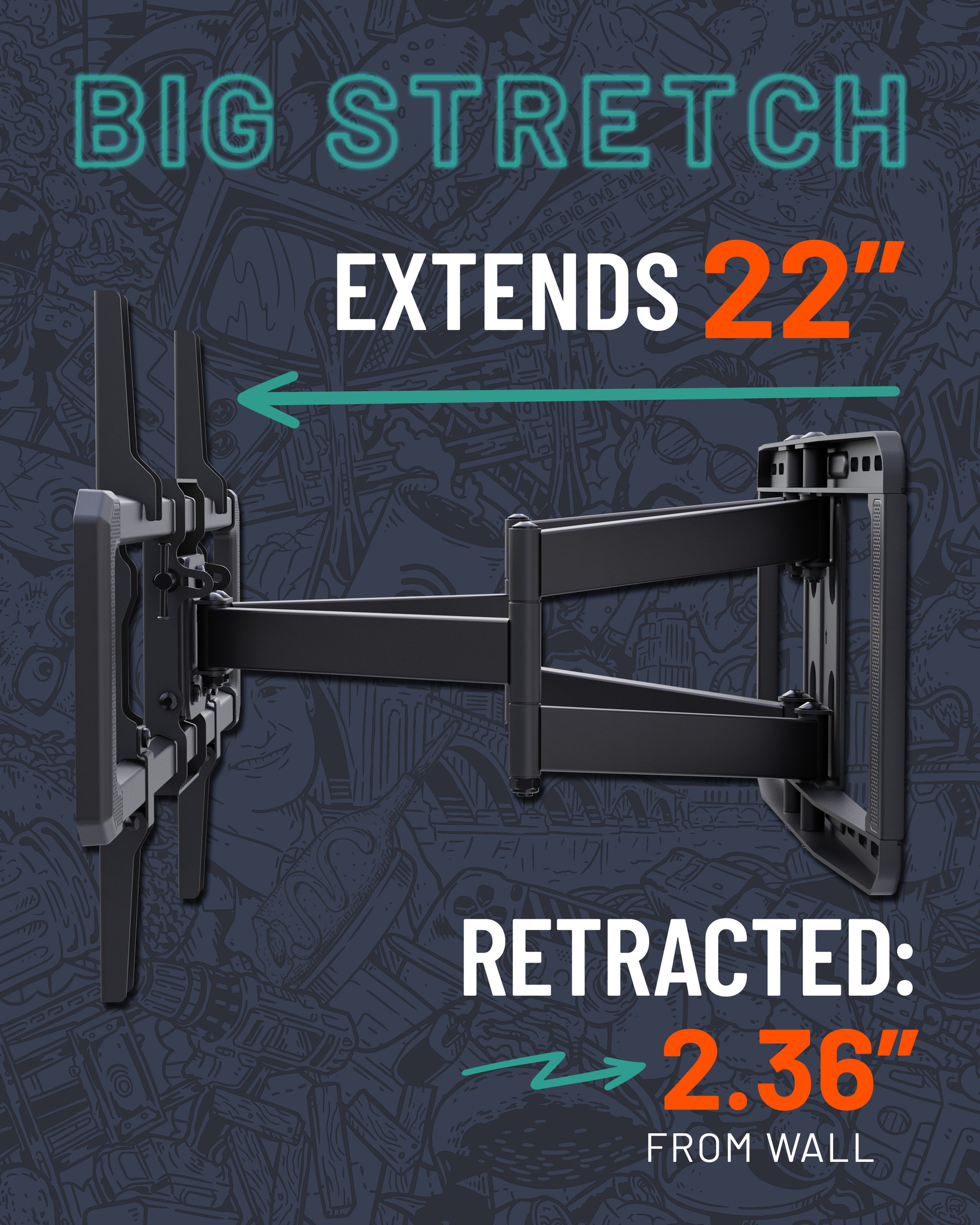 Full Motion TV Wall Mount for 42"-90" TVs - EGLF2 - ECHOGEAR