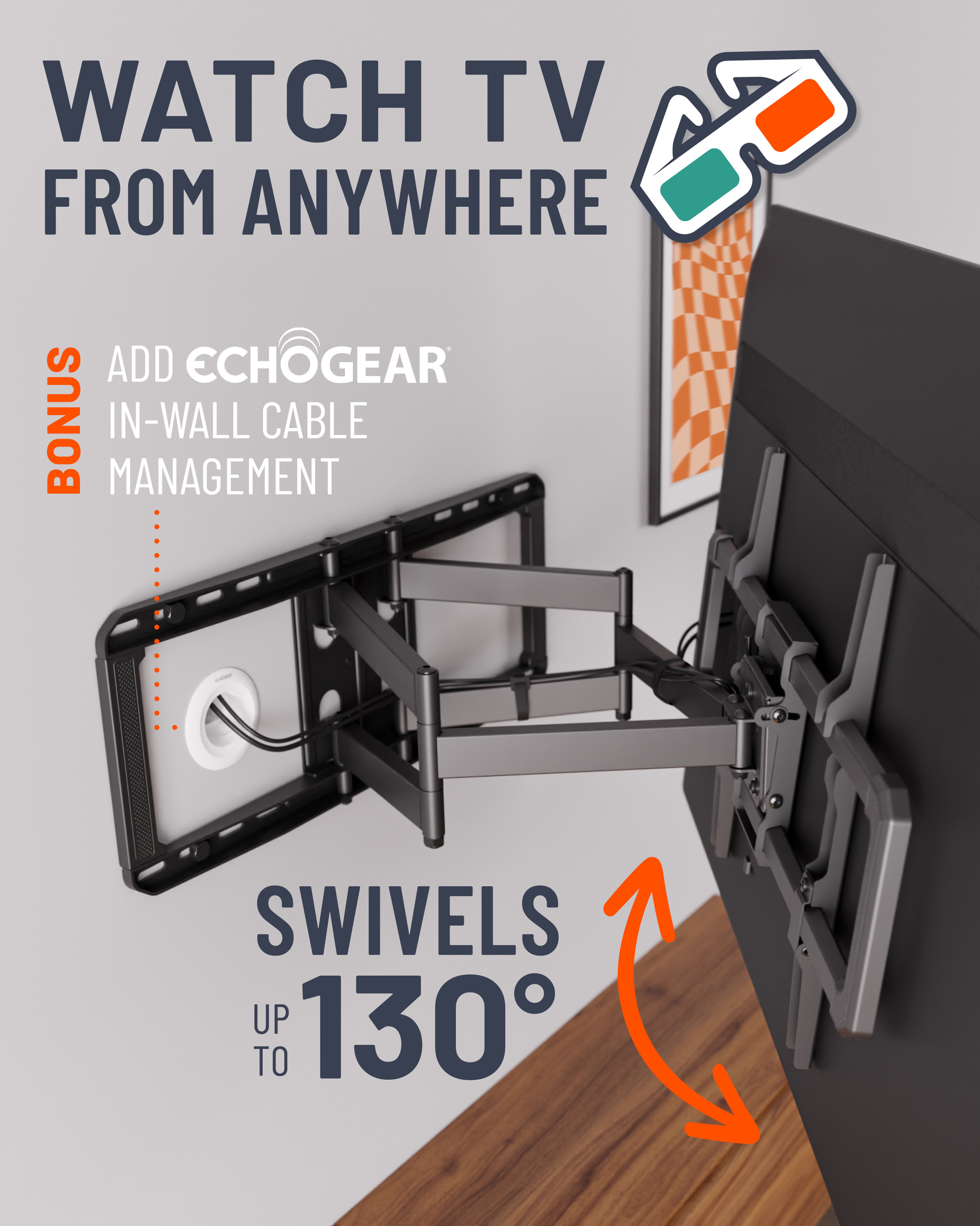 Full Motion TV Wall Mount for 42"-90" TVs - EGLF2 - ECHOGEAR