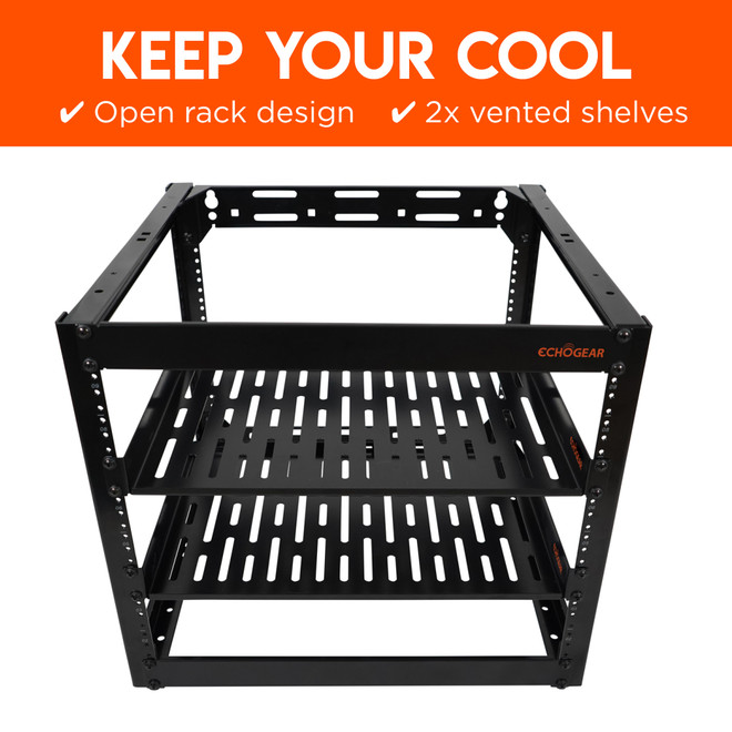 Open Frame 10 Inch Rack ECHOGEAR 10U Wall Mounted Open Frame Rack - Heavy Duty 4 Post Design ...