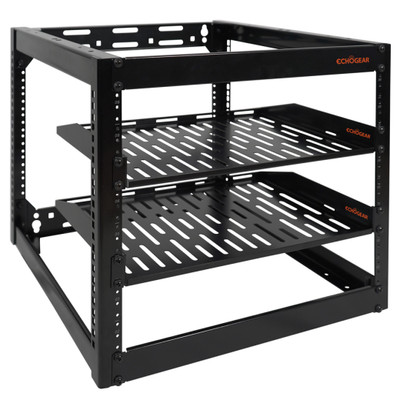 ECHOGEAR 10U Wall Mounted Open Frame Rack - Heavy Duty 4 Post Design ...