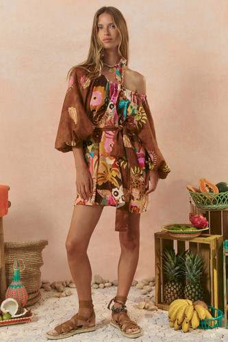 Spell -  Birth of Venus Tunic Dress - Caramel