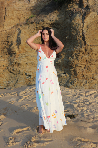 Alfie & Eifla - Cocktail Hour Tie Back Maxi Dress - White Linen