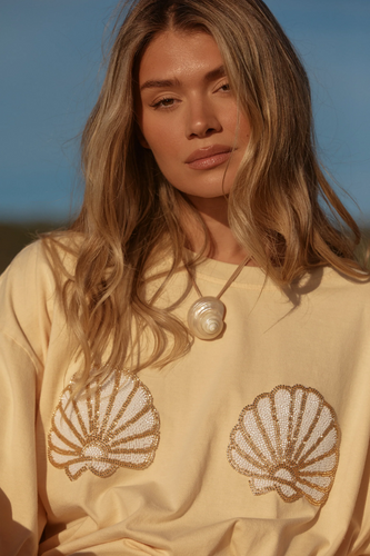 Sabbi - The Very Oversized Shell Titty Tee - Creamy Yellow