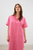 LMND - Chiara Short Sleeve Shirt Dress Stripe - Hyper Pink/Candy