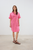 LMND - Chiara Short Sleeve Shirt Dress Stripe - Hyper Pink/Candy