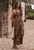 Spell - Damask Bias Dress - Walnut Brown