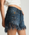 One Teaspoon - Grunge Goddess Outlaws Low Waist Mid Length Denim Shorts - Indigo