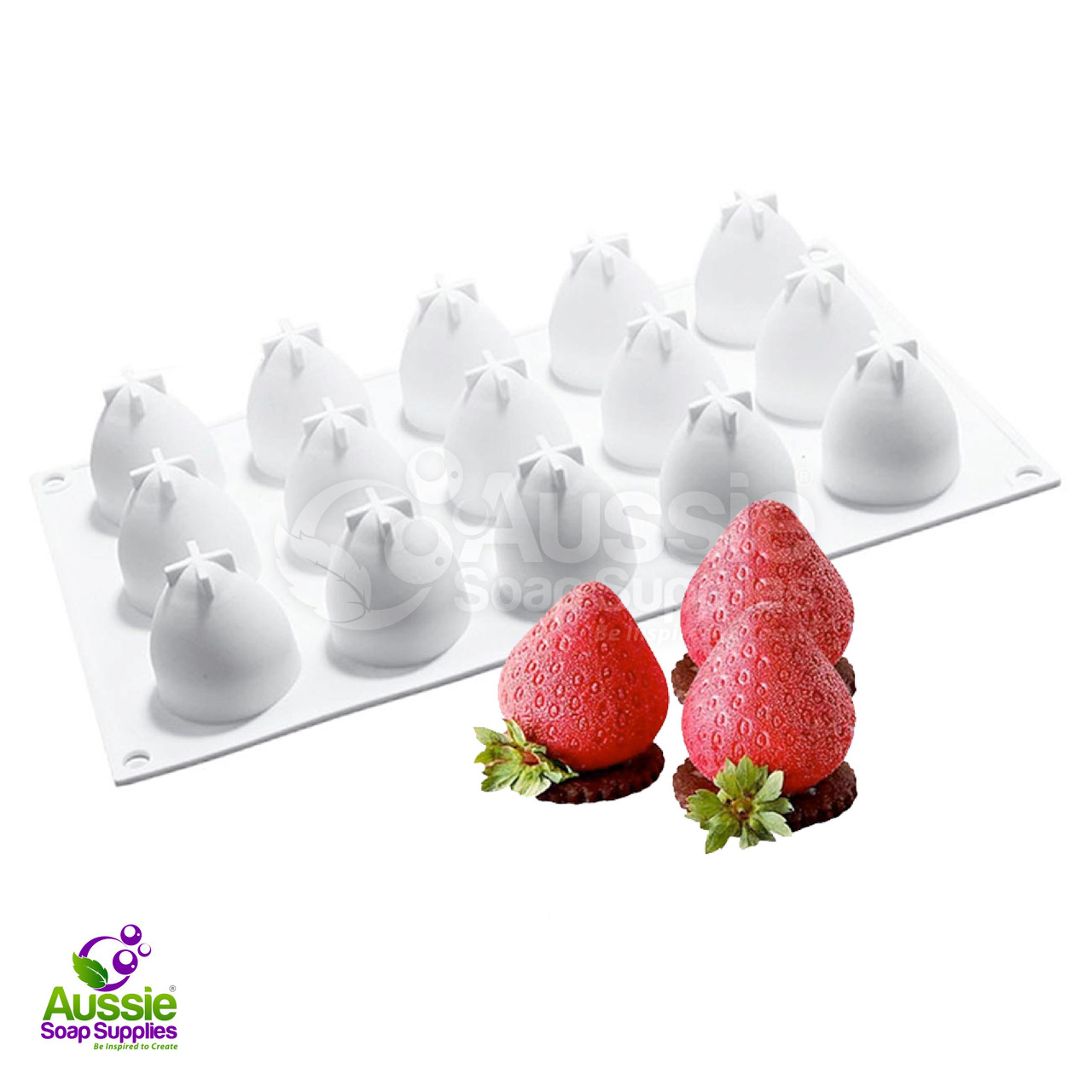 Silicone 3D Large Strawberry Mould - 15 Cavities
