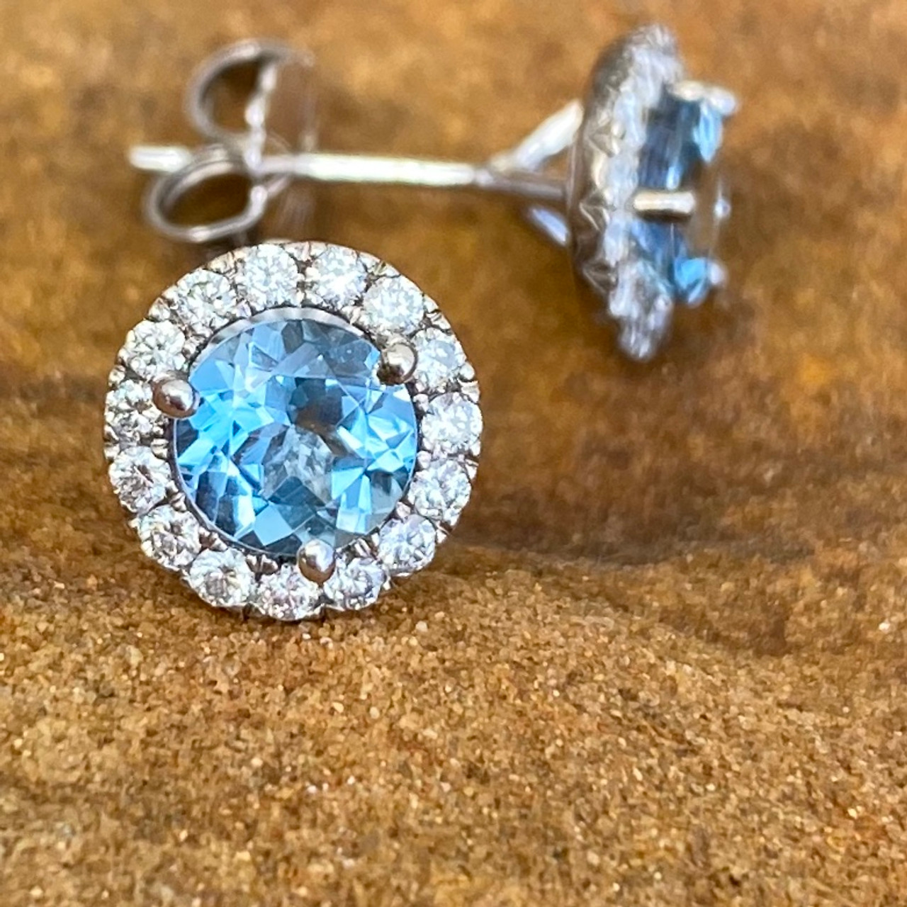 18k 750 White GOLD Natural AQUAMARINE and DIAMOND Dangle Drop Leverback  Earrings | eBay