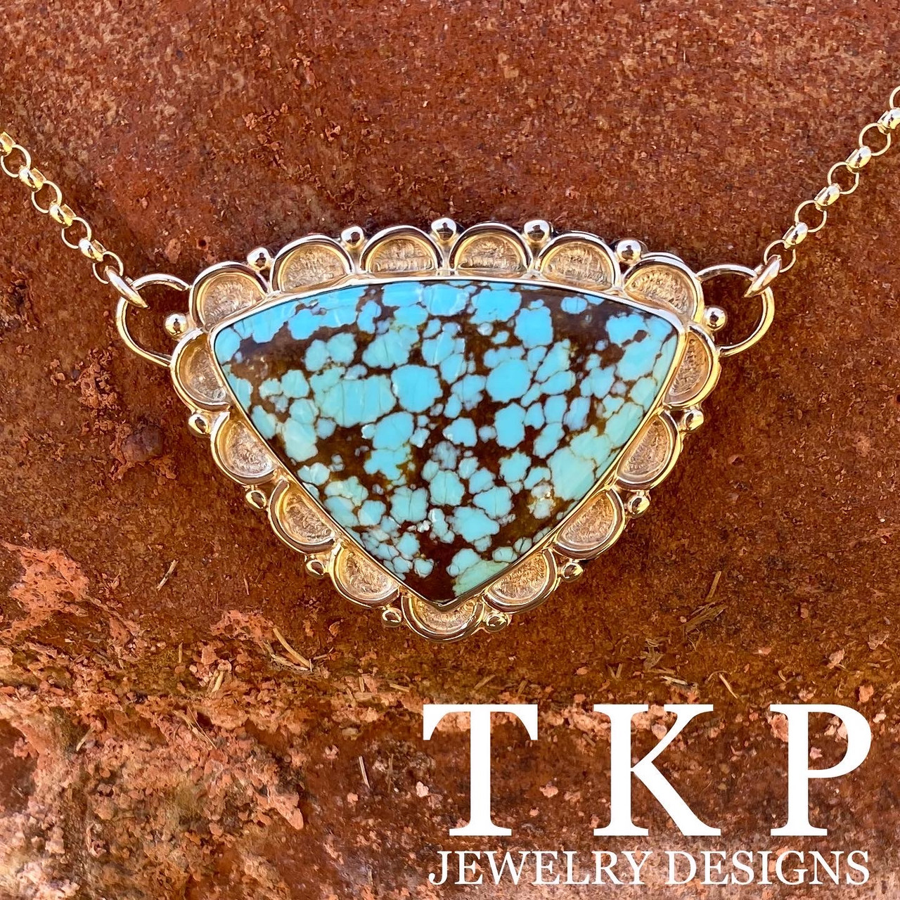 No.8 Turquoise & 14K Gold Pendant - The Karat Patch