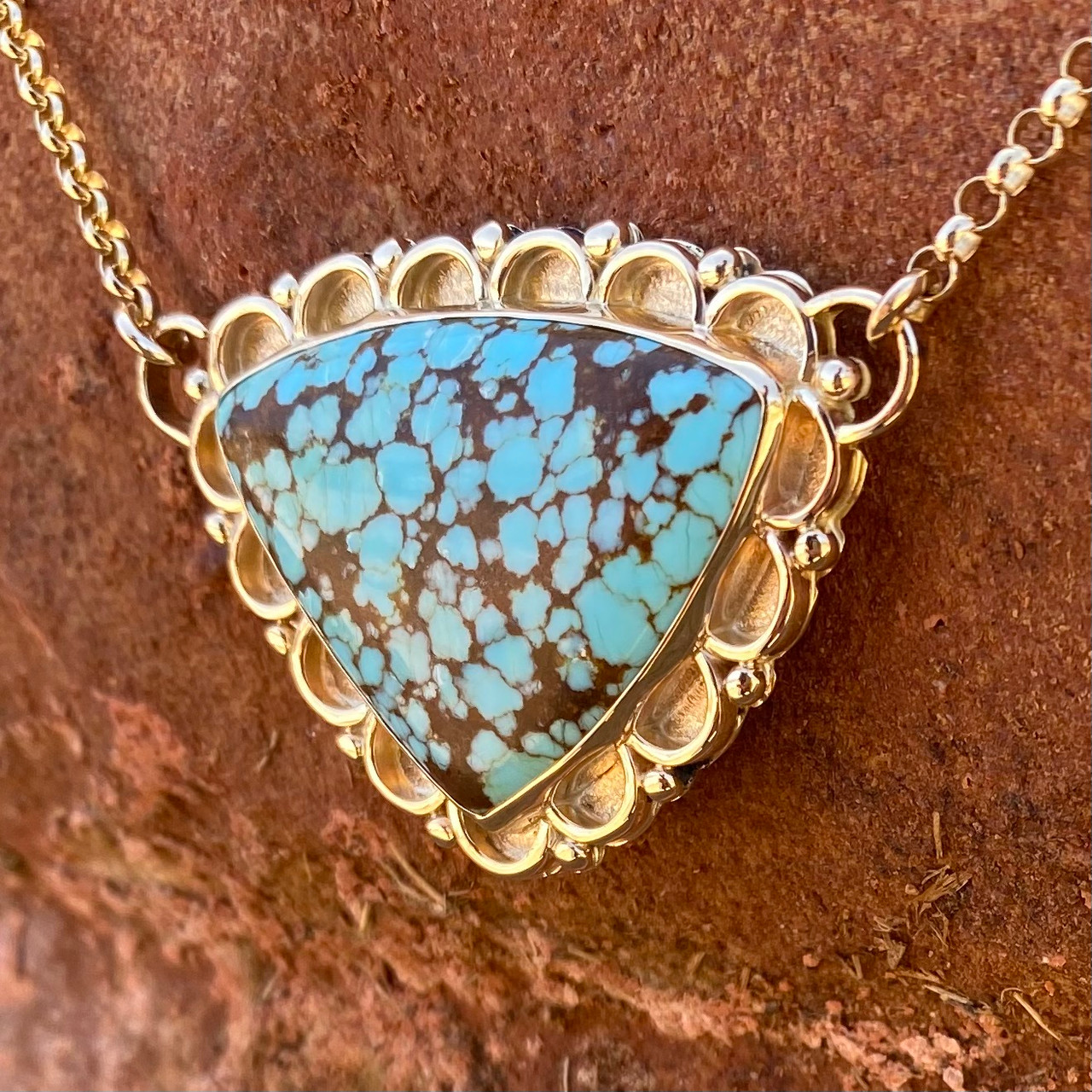 No.8 Turquoise & 14K Gold Pendant - The Karat Patch