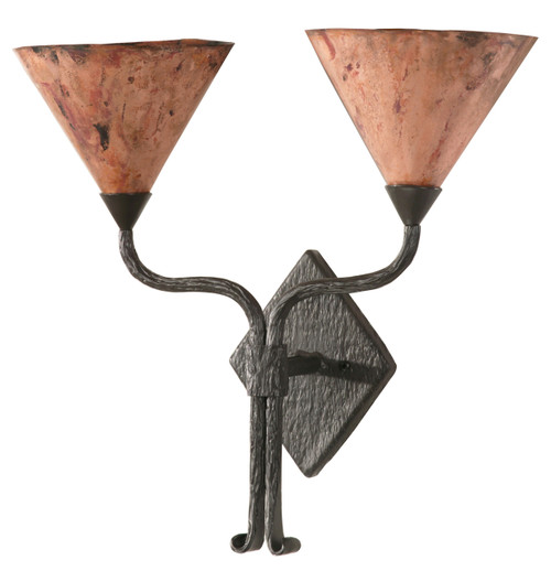 Huntington Iron Double Wall Sconce with Copper Shade