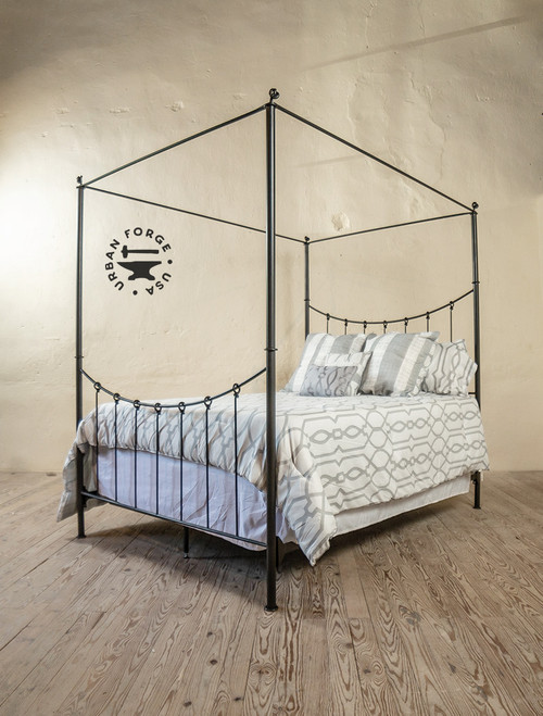 Rose Bud Wrought Iron Canopy Bed