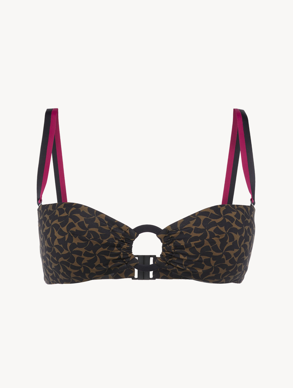ダークグリーン＆ブラック バンドゥービキニトップ｜La Perla